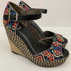 Circus by Sam Edelman Boho Cross Stitch Espadrille Bohemian Wedge Sandals